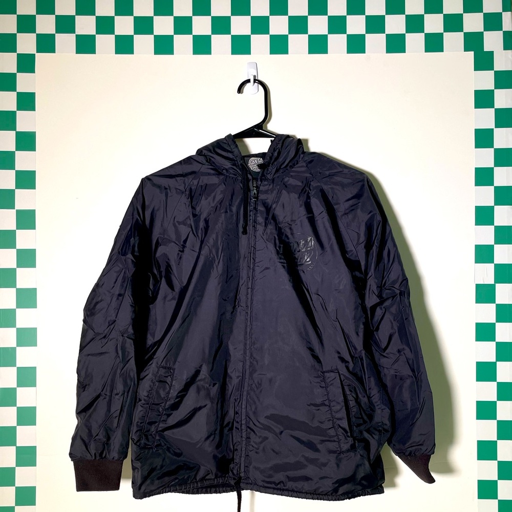Santa Cruz, black skater zip bomber jacket, hoodie (size = XL youth)